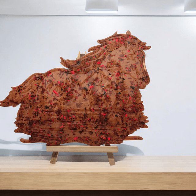 Tableau cheval avec relief montagne